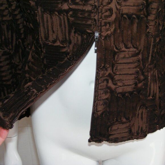 SAMUEL DONG Jacket, M, Brown, Ribbon Strips, Zipper front, Hand Wash - Picture 8 of 14